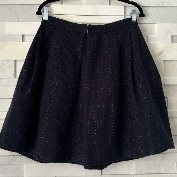 BANANA REPUBLIC Shimmer Tweed Pleated Mini Skirt Midnight Blue Preppy 8 - Picture 2 of 5